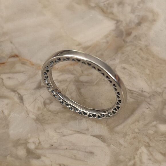 Classic Hearts of Pandora Ring ALE 925 Sterling Silver Size 54 - Picture 2 of 6